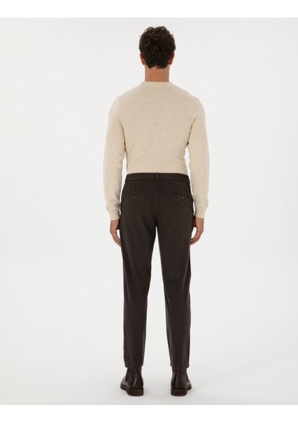 Erkek Kahverengi Slim Fit Flanel Dokulu Kumaş Pantolon 50317639-VR029 fırsatları