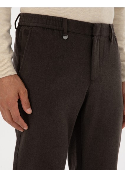 Erkek Kahverengi Slim Fit Flanel Dokulu Kumaş Pantolon 50317639-VR029 indirimleri