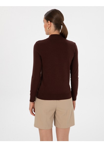 Kadın Kahverengi Slim Fit Basic Kazak 50315768-VR029 indirimleri