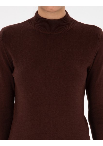 Kadın Kahverengi Slim Fit Basic Kazak 50315768-VR029