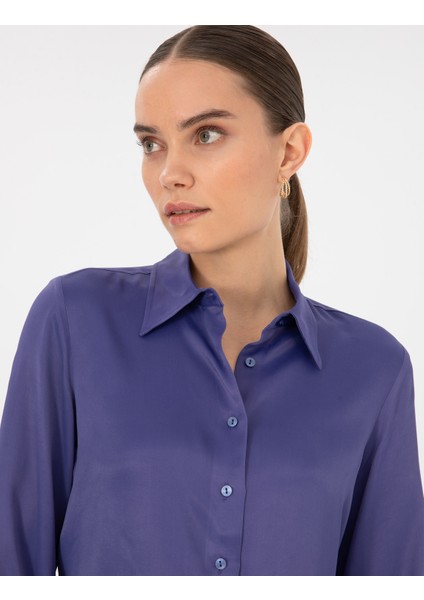 Kadın Mor Regular Fit Uzun Kollu Gömlek 50318229-VR038 fiyatları