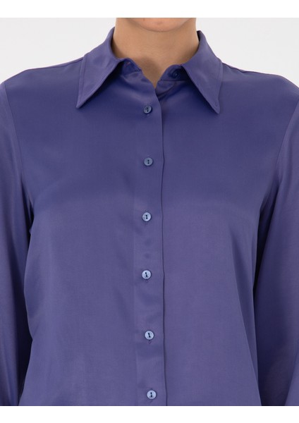 Kadın Mor Regular Fit Uzun Kollu Gömlek 50318229-VR038