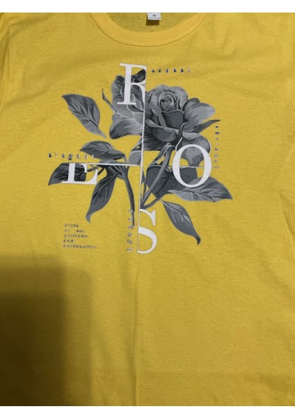 Siyah Gül Baskılı Özel Tasarım Tişört