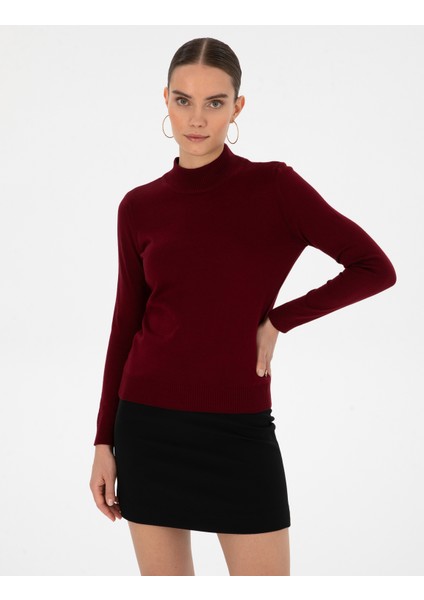 Kadın Vişne Slim Fit Basic Kazak 50315768-VR223 modelleri