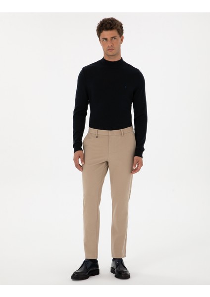 Erkek Bej Slim Fit Flanel Dokulu Kumaş Pantolon 50317639-VR011