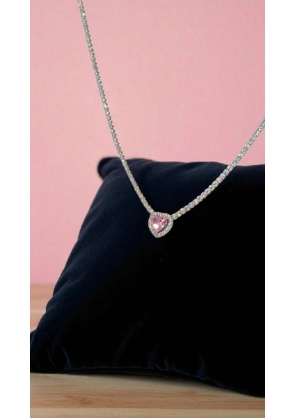 Kalp Taşlı 925 Ayar Gümüş Zirkon Kolye