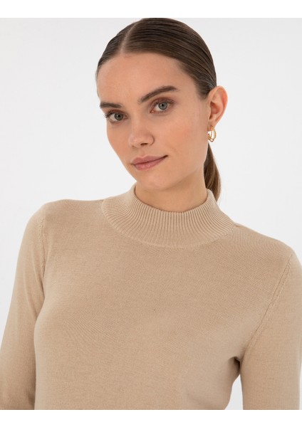 Kadın Bej Slim Fit Basic Kazak 50315768-VR011 fiyatları