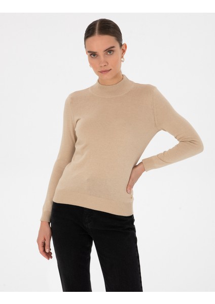 Kadın Bej Slim Fit Basic Kazak 50315768-VR011 modelleri