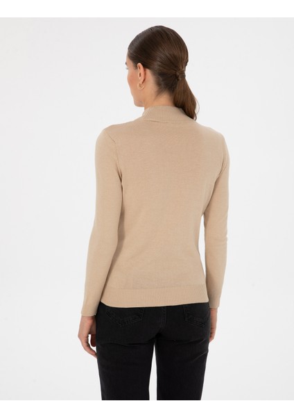 Kadın Bej Slim Fit Basic Kazak 50315768-VR011 indirimleri