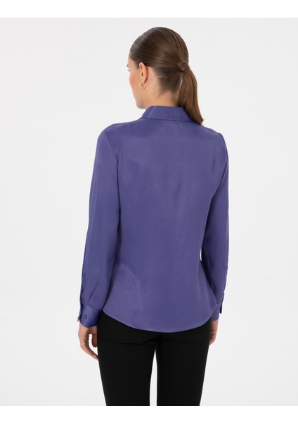 Kadın Mor Regular Fit Uzun Kollu Gömlek 50318229-VR038 indirimleri