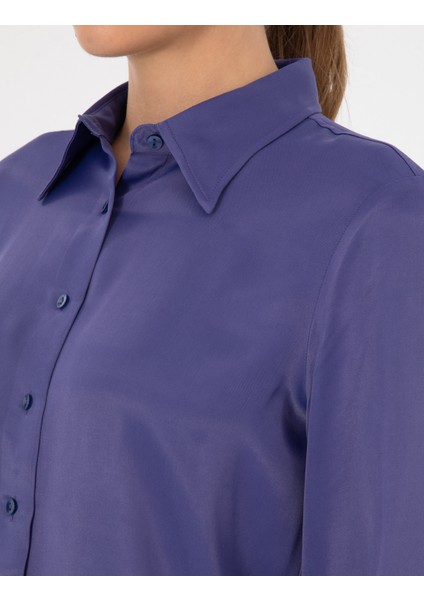 Kadın Mor Regular Fit Uzun Kollu Gömlek 50318229-VR038