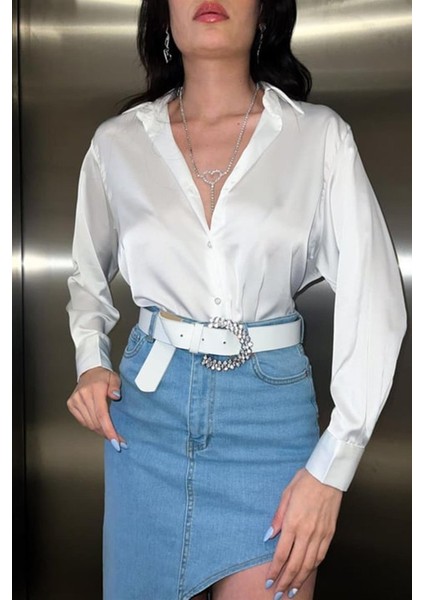 Beyaz Saten Gömlek indirimleri