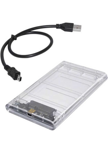 2.5 Inç Sata USB HDD SSD Harddisk Kutusu - Şeffaf - Mini USB Girişli