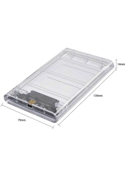 2.5 Inç Sata USB HDD SSD Harddisk Kutusu - Şeffaf - Mini USB Girişli fırsatları