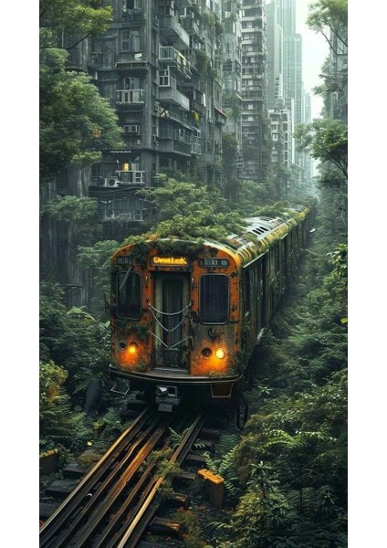 Terk Edilmiş Şehir Ev Duvar Salon Güzellik Salonu Ofis Dükkan Dekarasyon Kanvas Tablo fiyatları