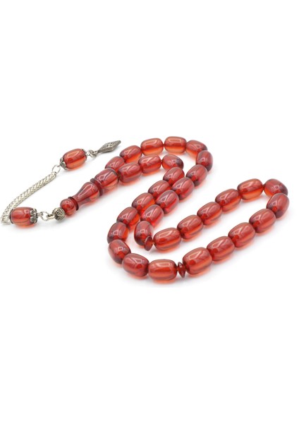 Gümüş Kaplamalı Kapsül Kesim Kırmızı Katalin Tesbih modelleri