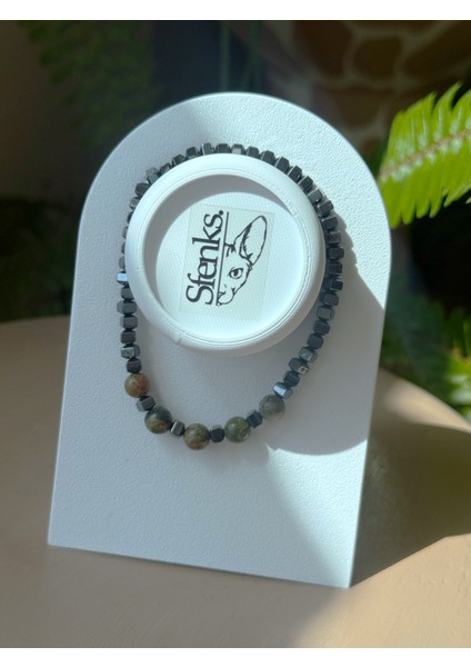 Doğal Taş Bileklik - Hematit - Malakit - Unisex Bileklik