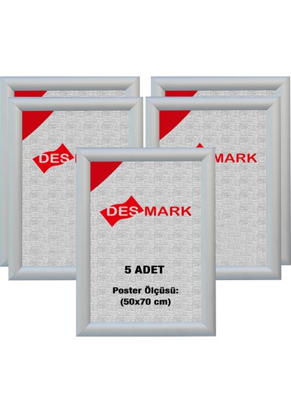 5 Adet 25 mm B2(50X70) Gönye Köşe Alüminyum Aç-Kapa Çerçeve – Poster Çerçevesi (Gümüş Eloksallı)