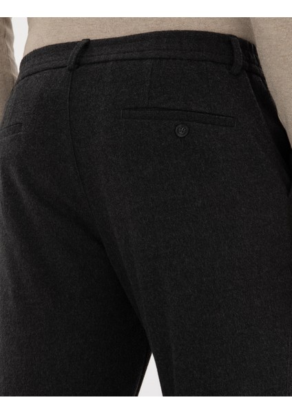 Erkek Antrasit Slim Fit Flanel Dokulu Kumaş Pantolon 50317639-VR006