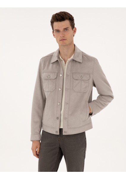 Erkek Gri Suni Deri Ceket 50318156-100