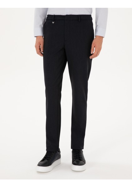 Erkek Lacivert Slim Fit Flanel Dokulu Kumaş Pantolon 50317639-VR033 fiyatları