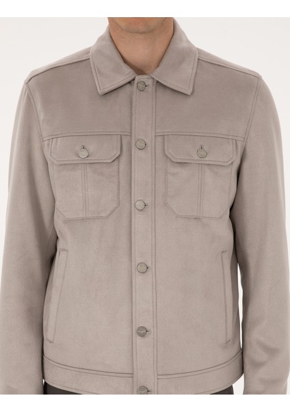 Erkek Gri Suni Deri Ceket 50318156-100