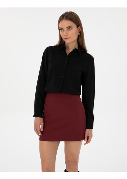 Kadın Siyah Regular Fit Uzun Kollu Gömlek 50318195-VR046 modelleri