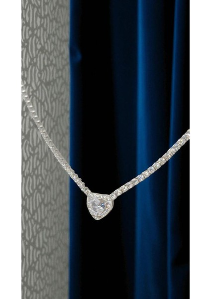 Beyaz Kalp Taşlı 925 Ayar Gümüş Zirkon Kolye fiyatları