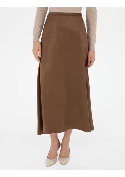 Kadın Koyu Kahverengi A Kesim Dokuma Etek 50318241-VR084 fiyatları