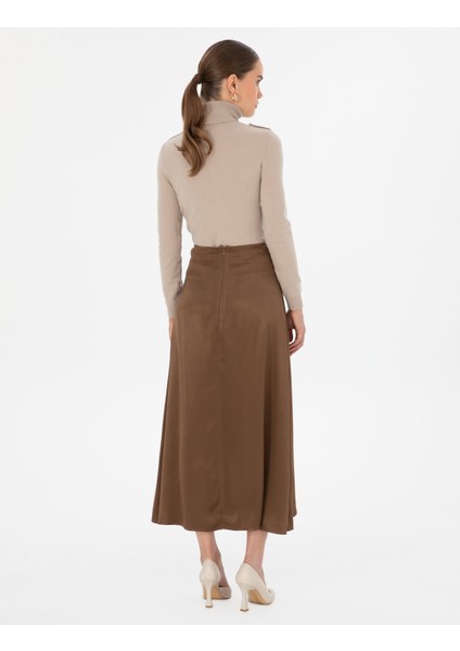 Kadın Koyu Kahverengi A Kesim Dokuma Etek 50318241-VR084 fırsatları