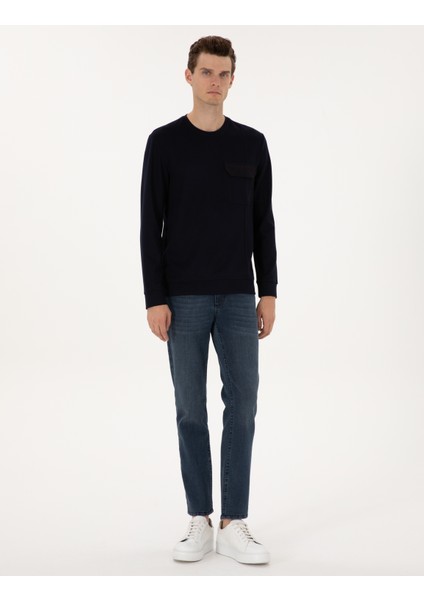 Erkek Lacivert Regular Fit Sweatshirt 50315760-VR033 fırsatları
