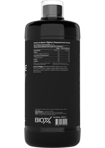 L - Karnitin 3000 Mg - Şeftali Aromalı – 1000 ml – 33 Servis L - Carnitine