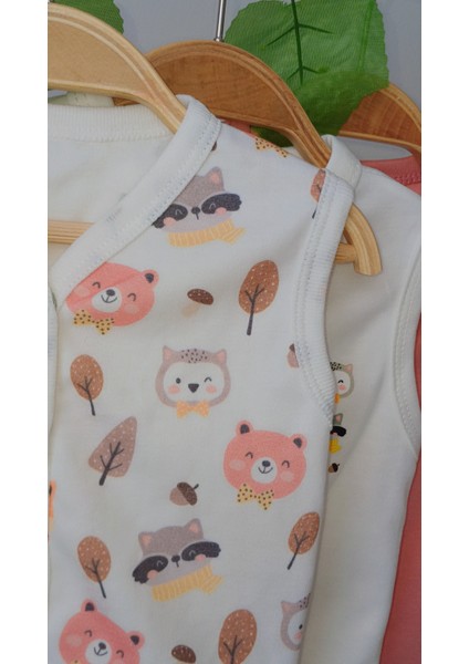 Unisex Erkek Bebek Kız Bebek 0/12 Ay Baskılı Organik Pamuklu 3'lü Bebek Yelek fırsatları
