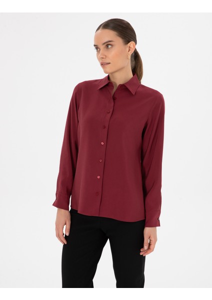 Kadın Mürdüm Regular Fit Uzun Kollu Gömlek 50318195-VR074 modelleri