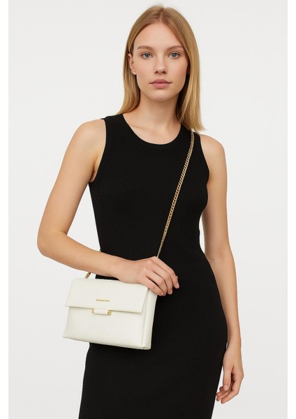 Kadın Yumuşak Deri Zincir Detaylı Bölmeli Şık Zarif El & Omuz ve Çapraz Askılı