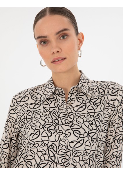 Kadın Kum Comfort Fit Uzun Kollu Gömlek 50318227-VR085 fiyatları