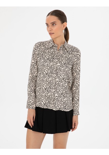 Kadın Kum Comfort Fit Uzun Kollu Gömlek 50318227-VR085 modelleri