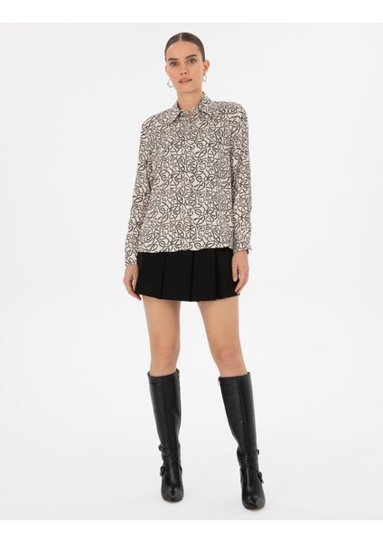 Kadın Kum Comfort Fit Uzun Kollu Gömlek 50318227-VR085 fırsatları