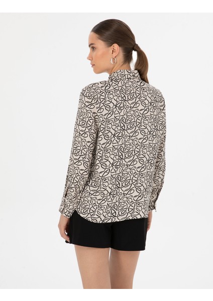 Kadın Kum Comfort Fit Uzun Kollu Gömlek 50318227-VR085 indirimleri