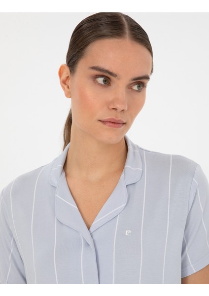 Kadın Mavi Kısakollu Gömlek Pijama Takım 50319054-VR036 fiyatları