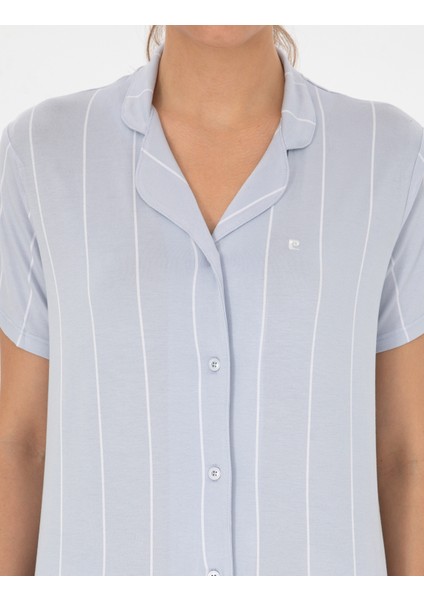 Kadın Mavi Kısakollu Gömlek Pijama Takım 50319054-VR036