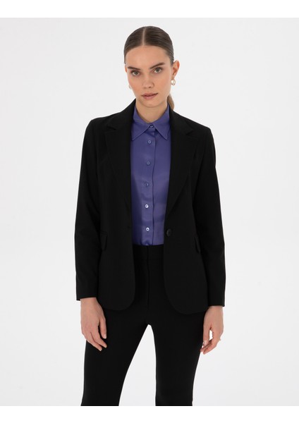 Kadın Siyah Slim Fit Ceket 50319423-VR046