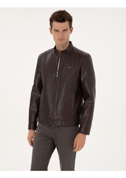 Erkek Kahverengi Suni Deri Ceket 50318037-400