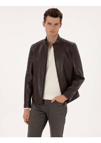 Erkek Kahverengi Suni Deri Ceket 50318037-400 modelleri