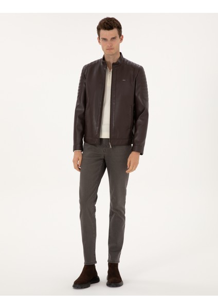 Erkek Kahverengi Suni Deri Ceket 50318037-400 fırsatları