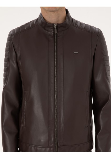 Erkek Kahverengi Suni Deri Ceket 50318037-400