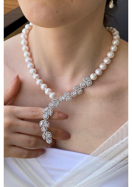 BIRINCI1926 925 Ayar Gümüş Kadın Yaprak Taşlı Kolye Bileklik Küpe Inci Set modelleri