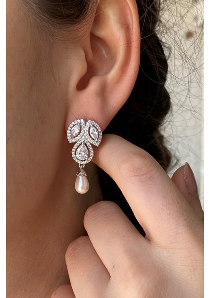 BIRINCI1926 925 Ayar Gümüş Kadın Yaprak Taşlı Kolye Bileklik Küpe Inci Set indirimleri