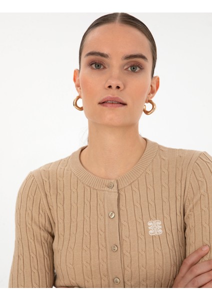 Kadın Bej Melanj Ex. Slim Fit Triko Hırka 50317064-VR156 fiyatları