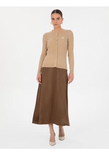 Kadın Bej Melanj Ex. Slim Fit Triko Hırka 50317064-VR156 fırsatları